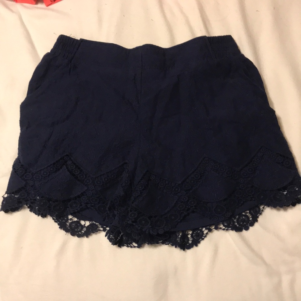 Blue frilled shorts